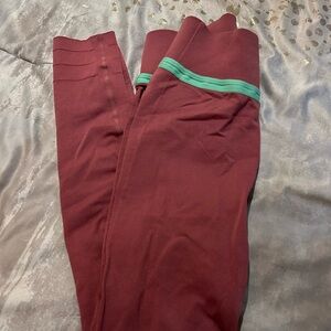 Pink Leggings with Green Stripe